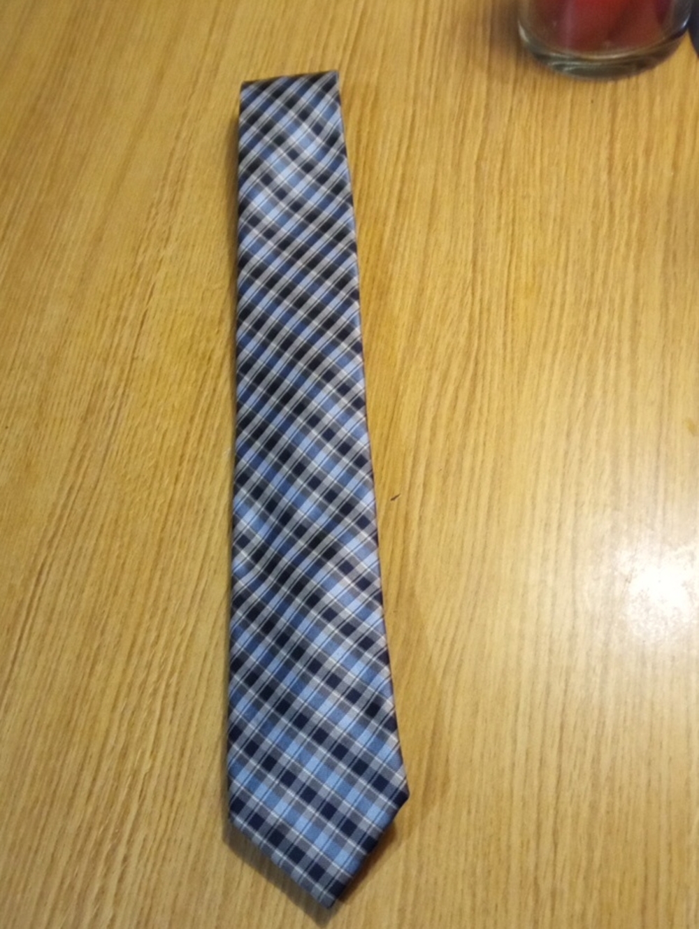 Jos. A. Bank Navy, Light Blue and Gray Plaid Tie
